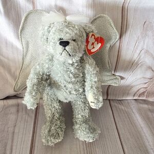 TY Attic Treasures Sterling Angel Teddy Bear Posable Silver 9 Inch 1993